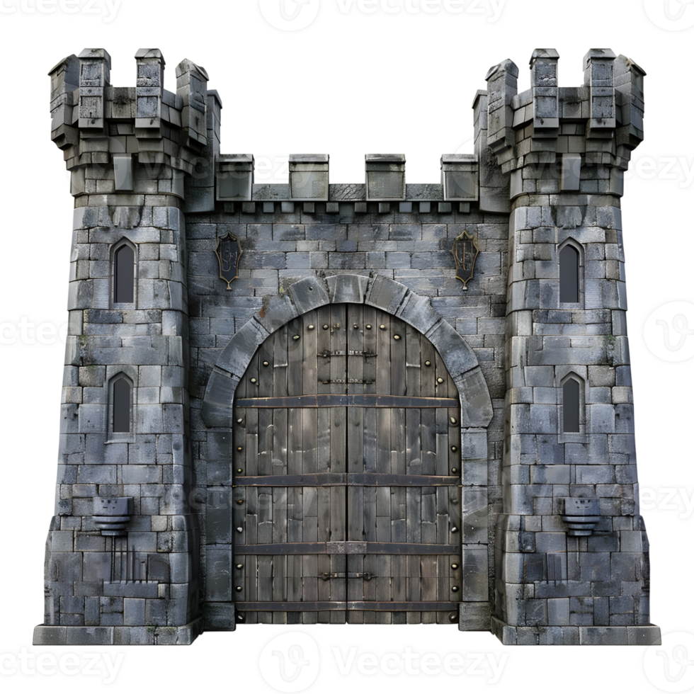 Ancient Castle Gate Front on Transparent background png