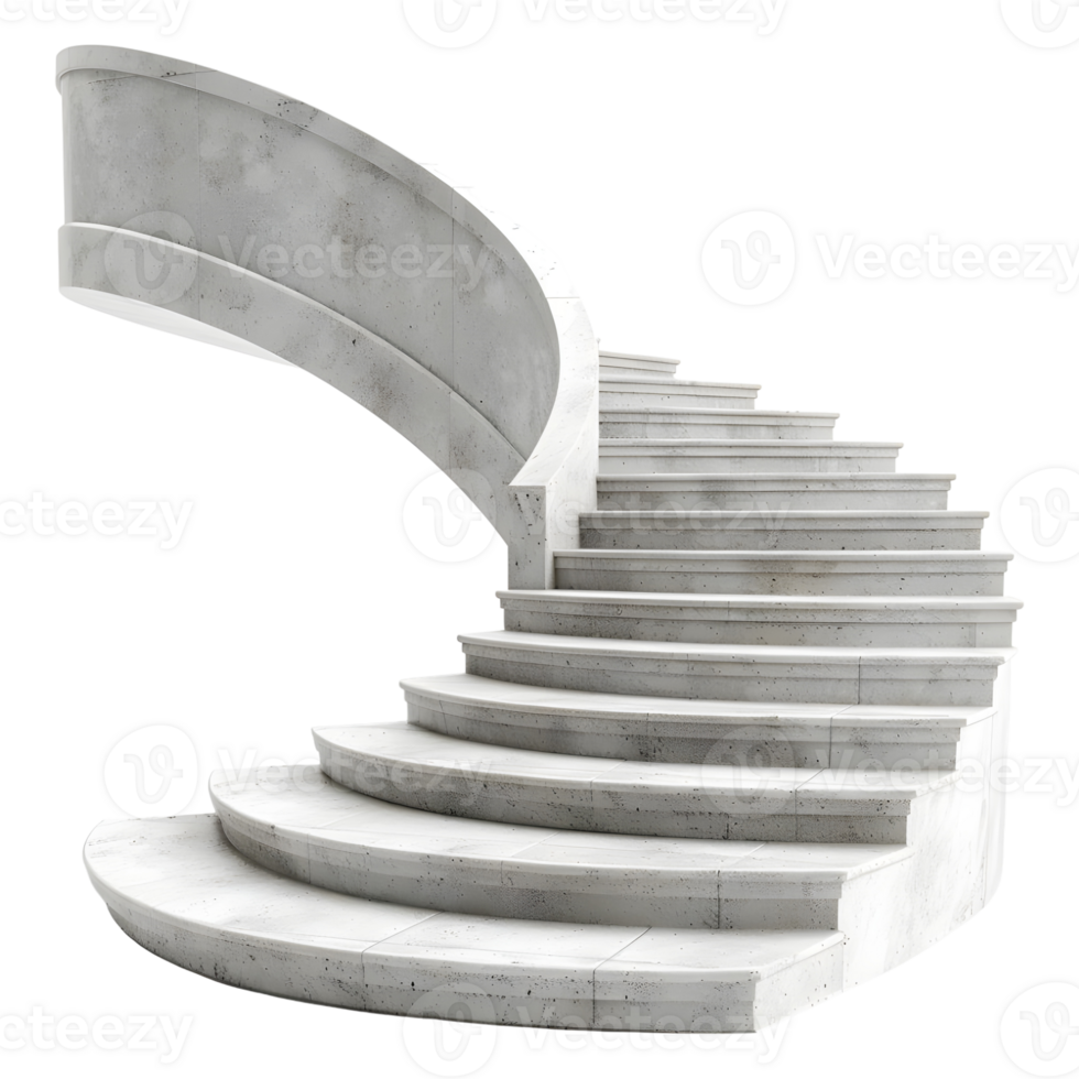3D Rendering of a White Marble Stairs on Transparent Background png