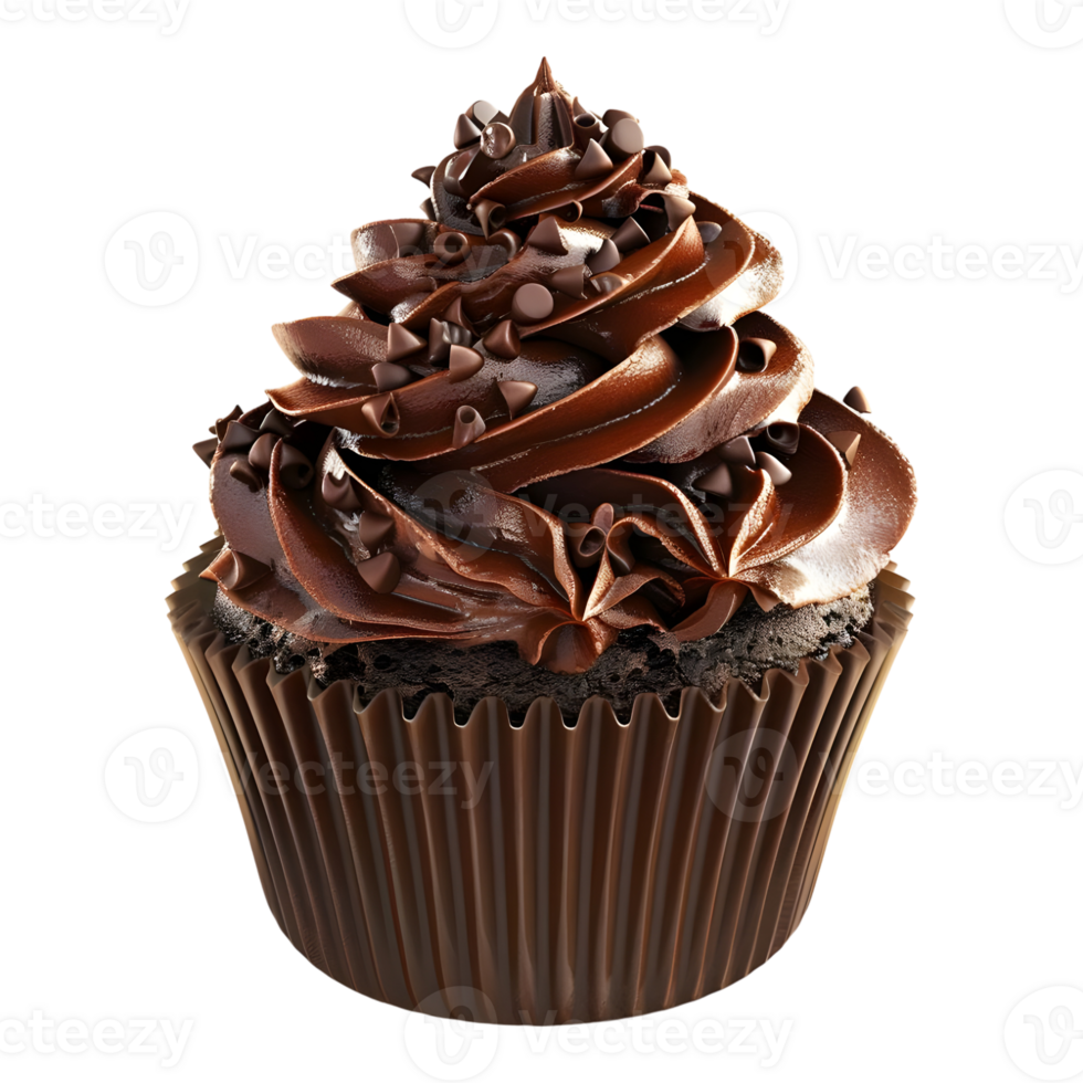 3D Rendering of a Chocolate Cupcake on Transparent Background png