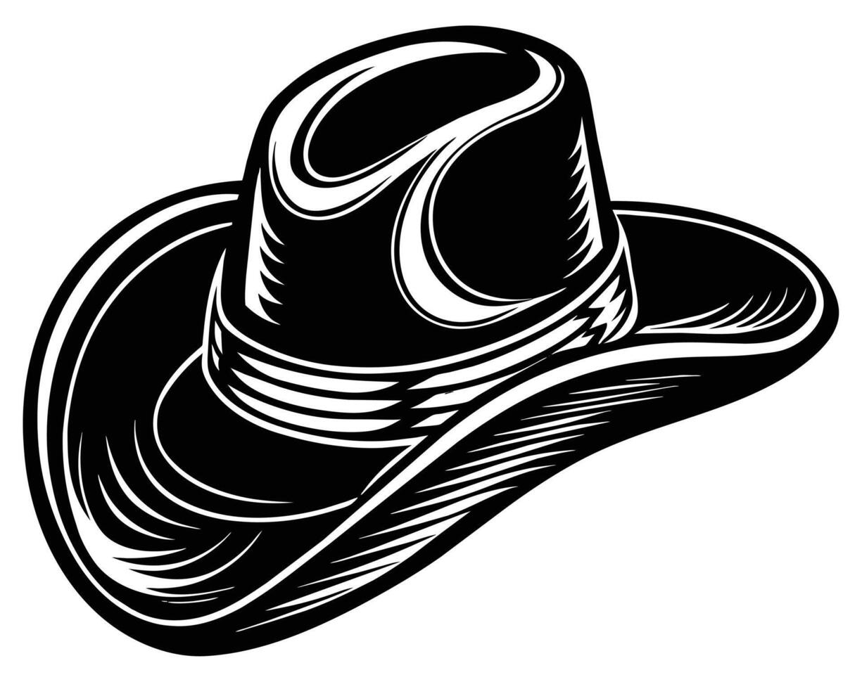 Hat farmer gardener or cowboy Illustration Black and White vector