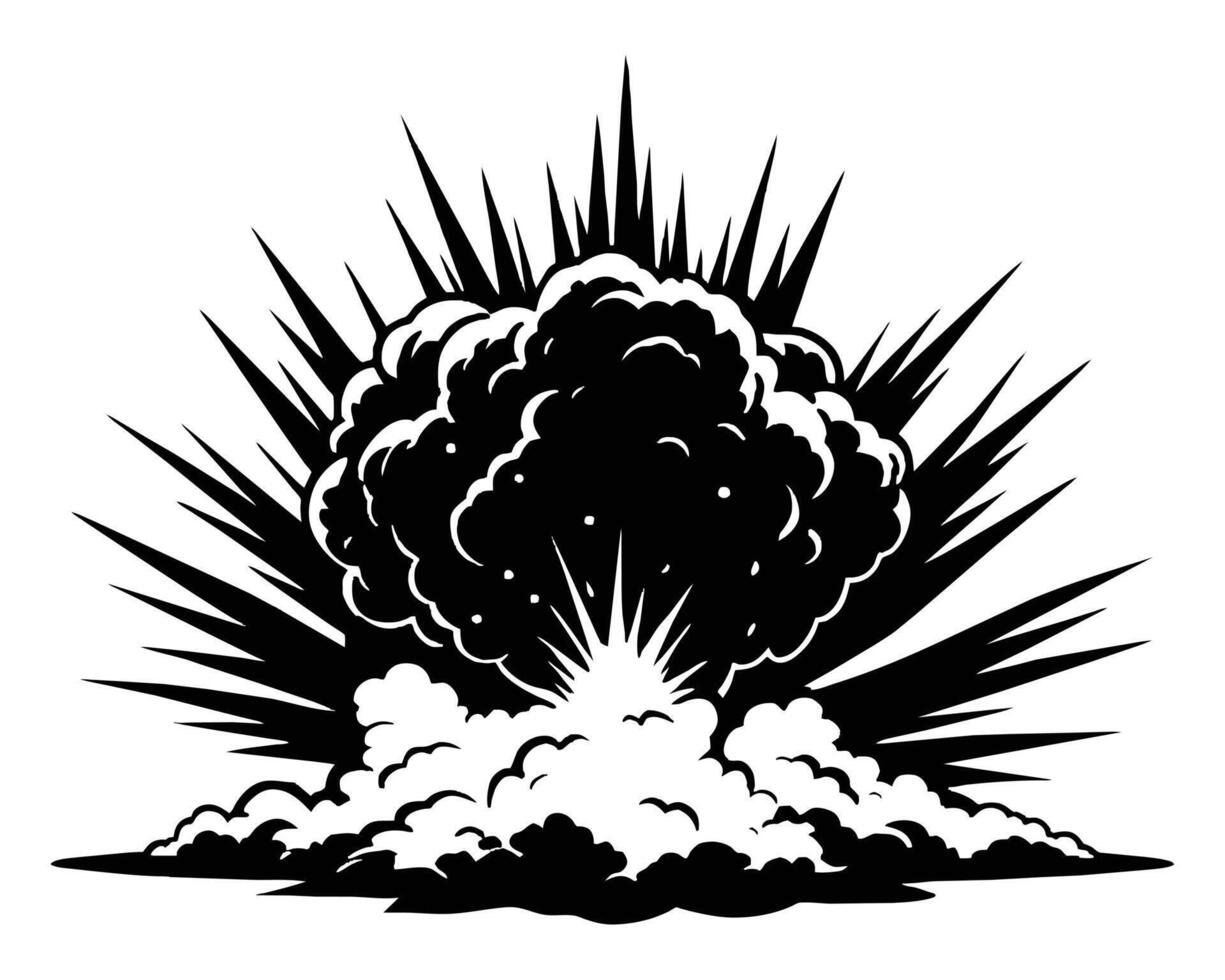 Dynamite or bomb explosion boom clouds vector