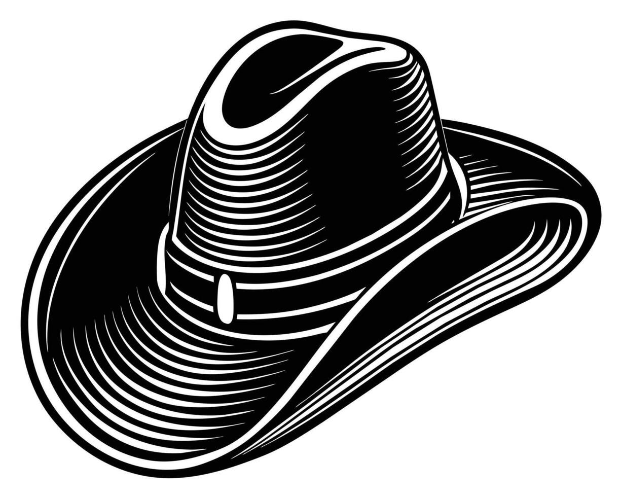 Hat farmer gardener or cowboy Illustration Black and White vector