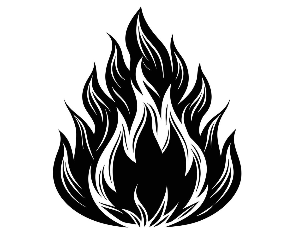 Fire flames Illustration Black and White vector