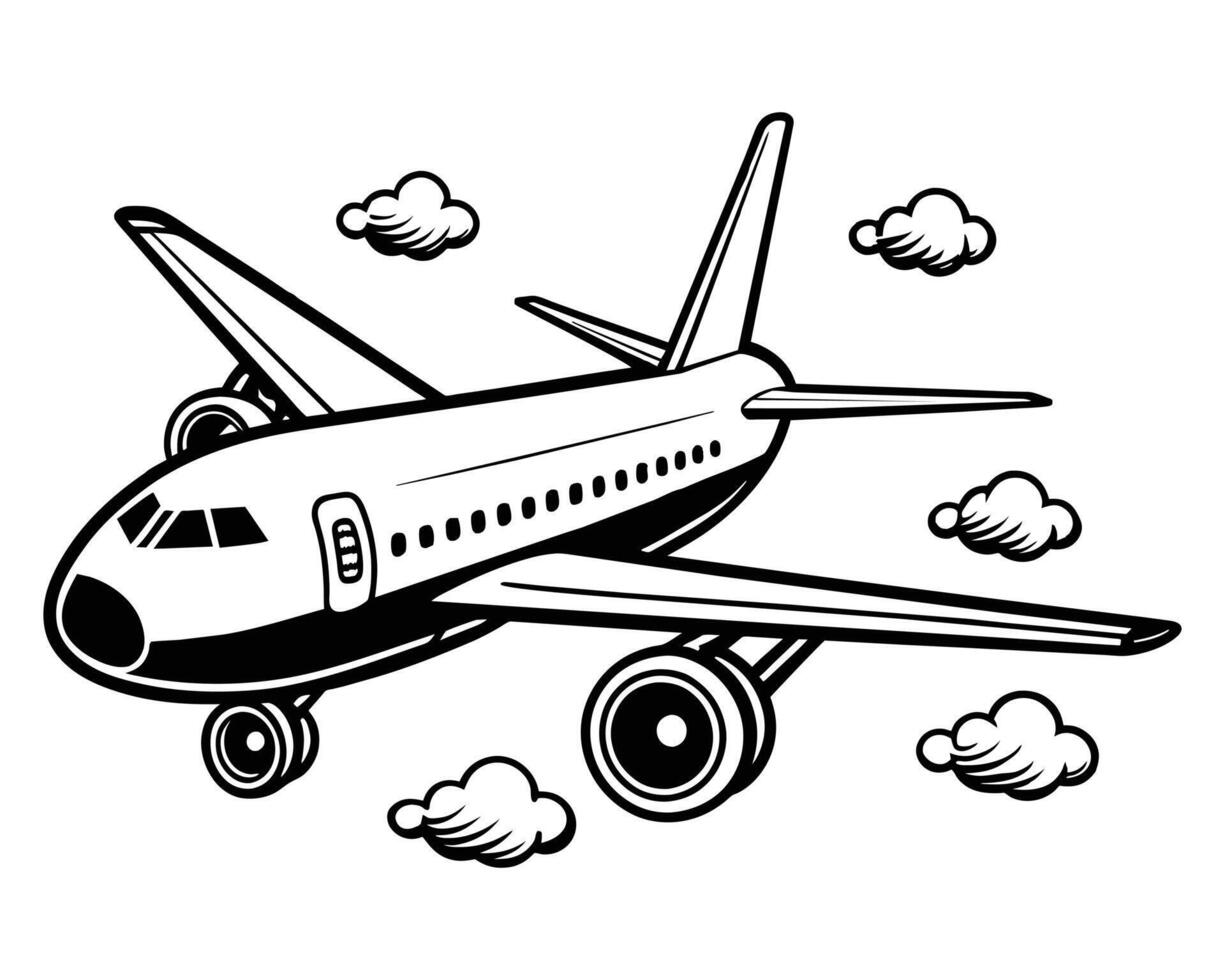 Airplane flying drawing vector