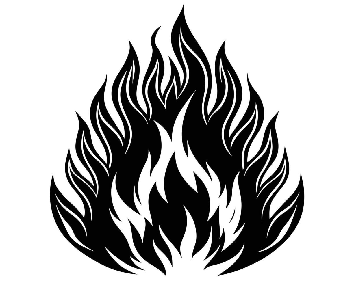 Fire flames Illustration Black and White vector