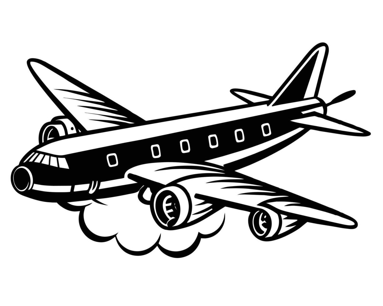 Airplane flying drawing vector
