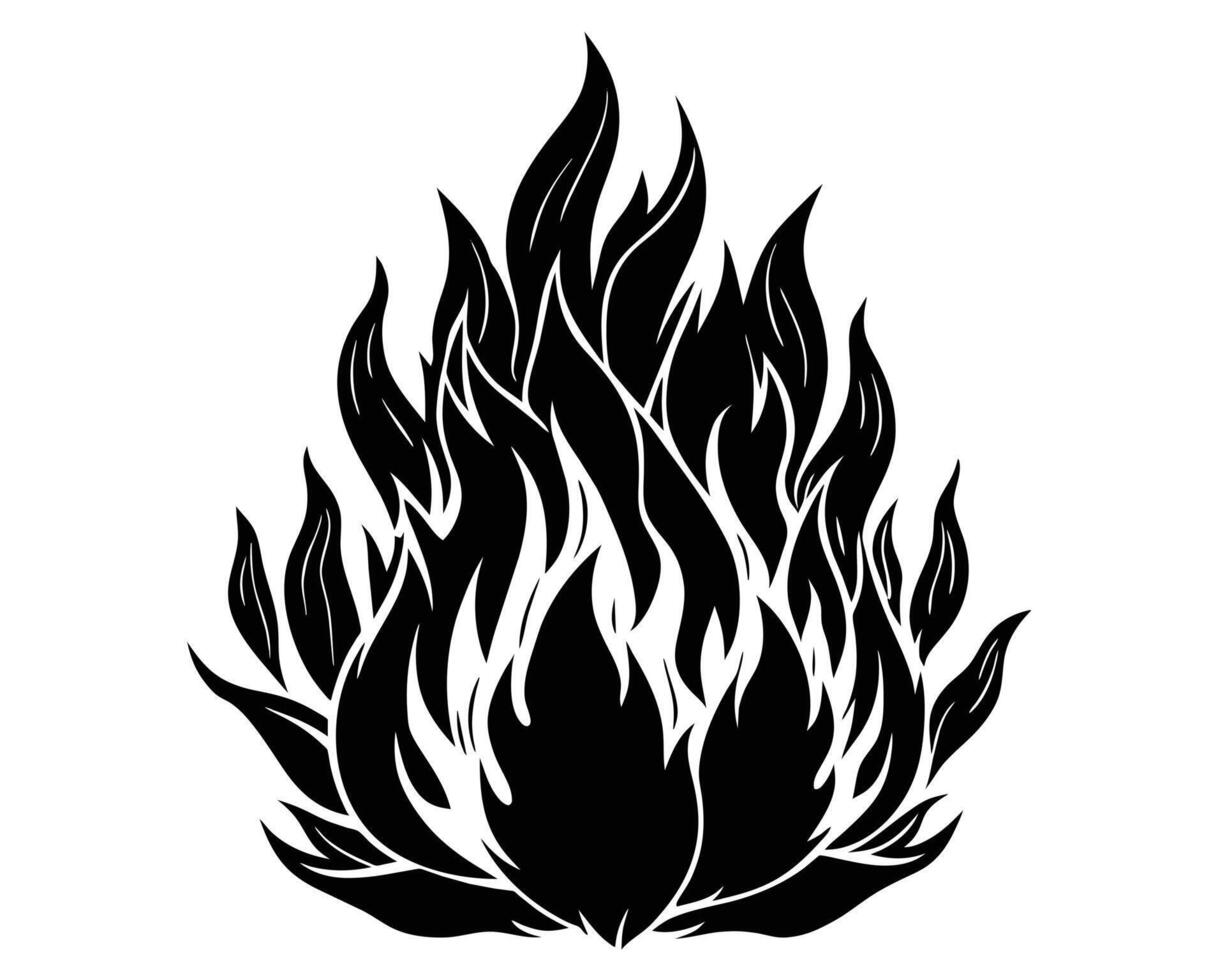 Fire flames Illustration Black and White vector