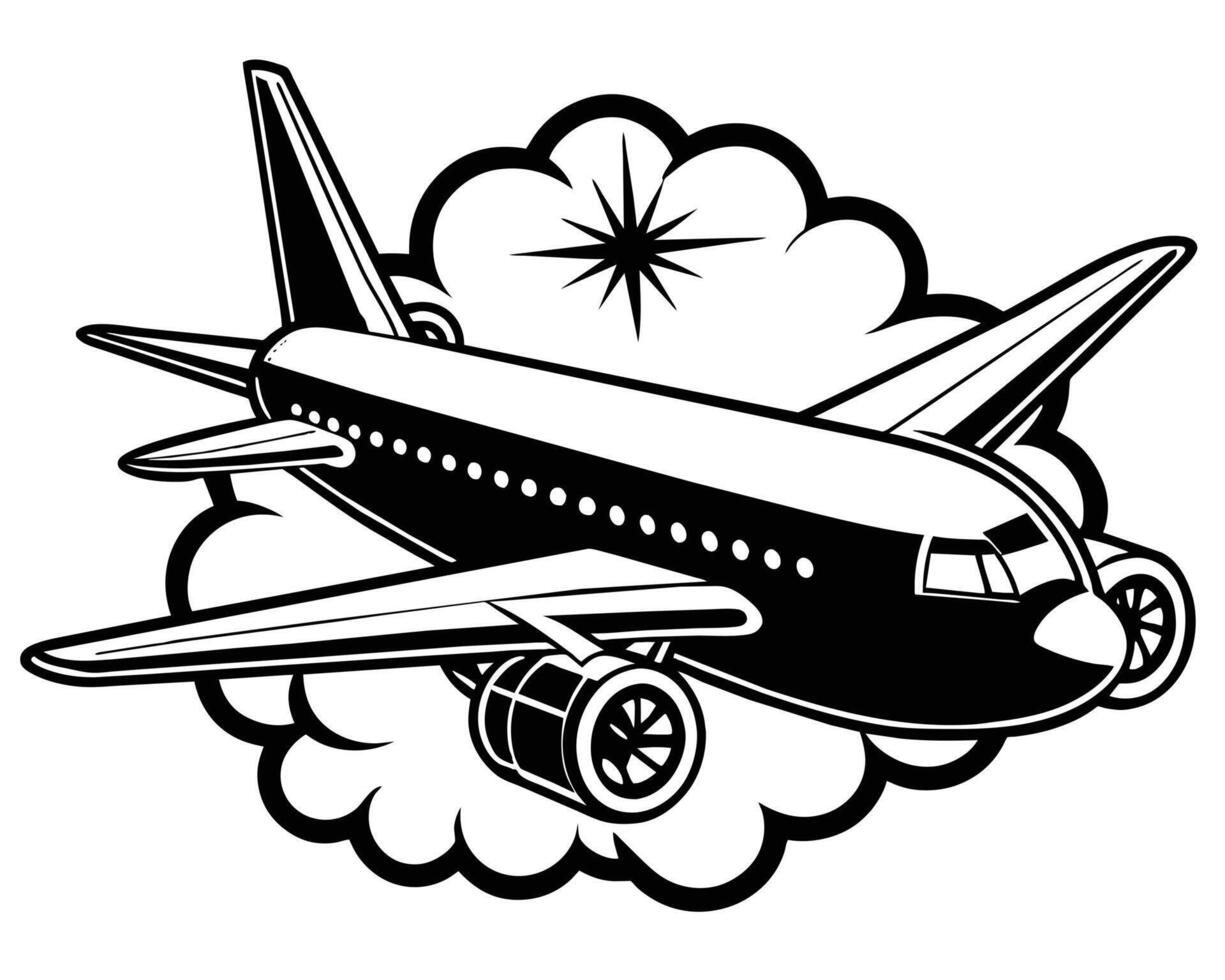 Airplane flying drawing vector