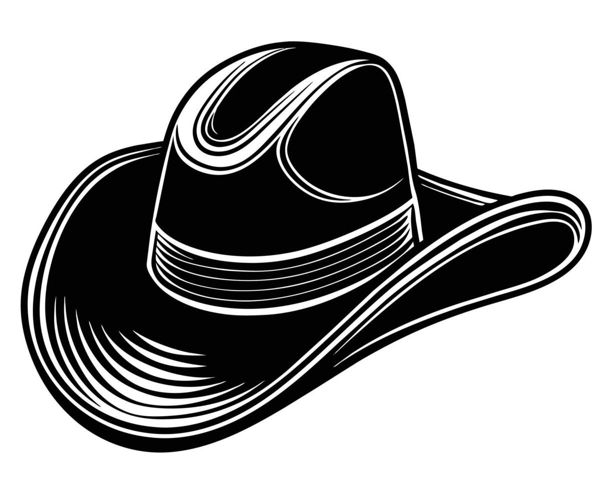 Hat farmer gardener or cowboy Illustration Black and White vector