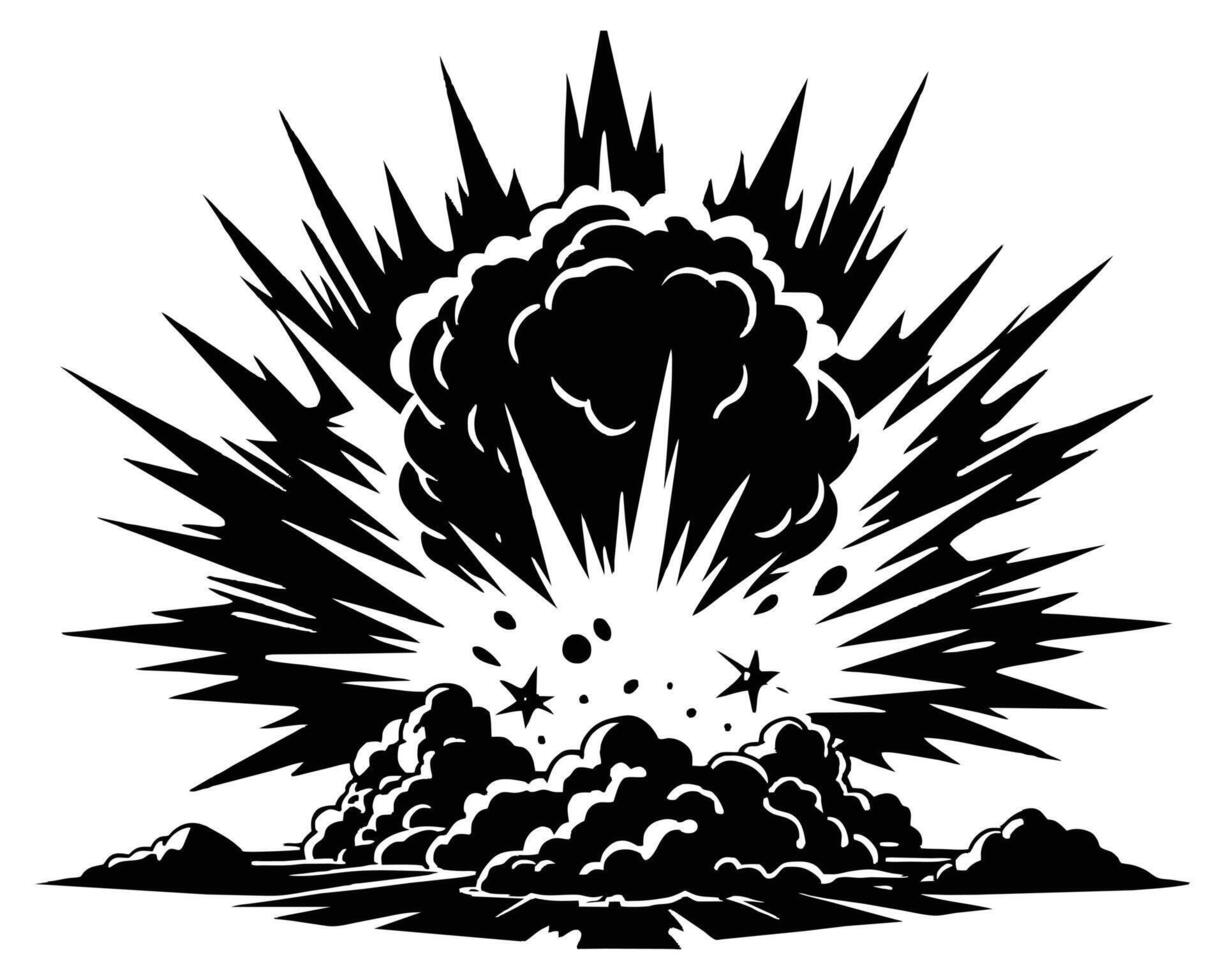 Dynamite or bomb explosion boom clouds vector
