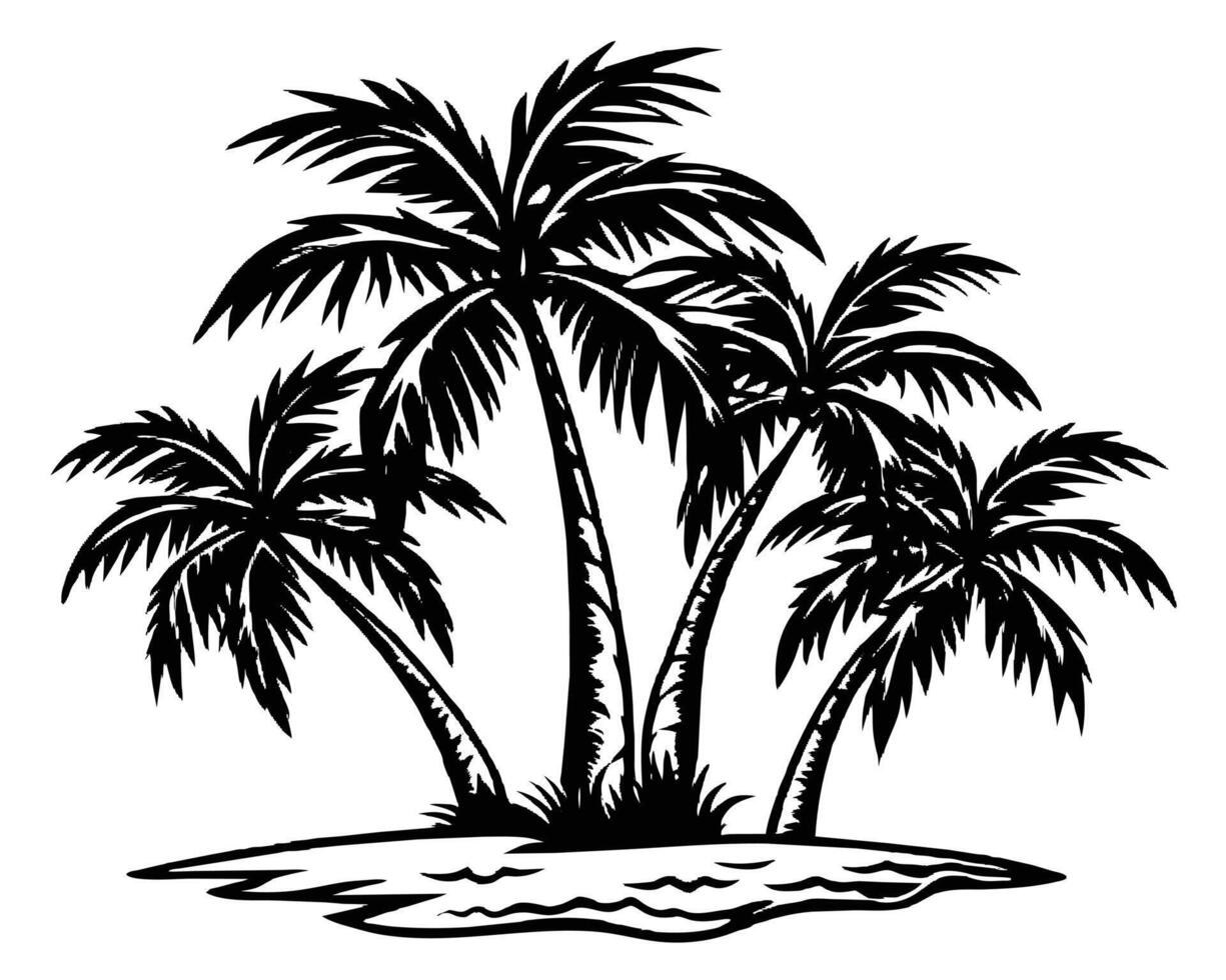 Two palm trees silhouette vector