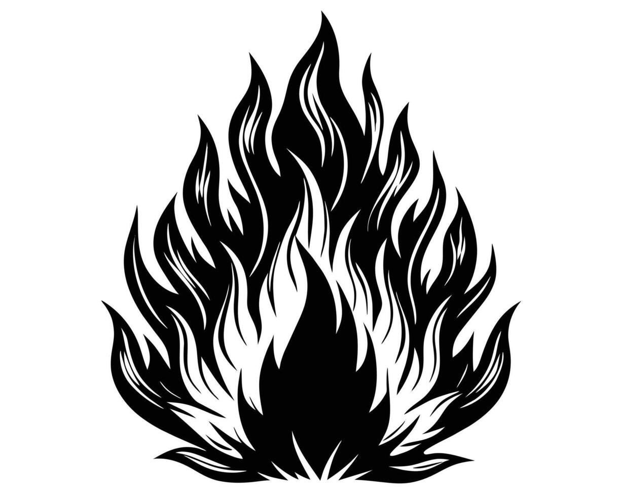 Fire flames Illustration Black and White vector