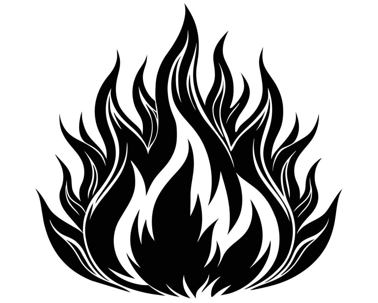 Fire flames Illustration Black and White vector