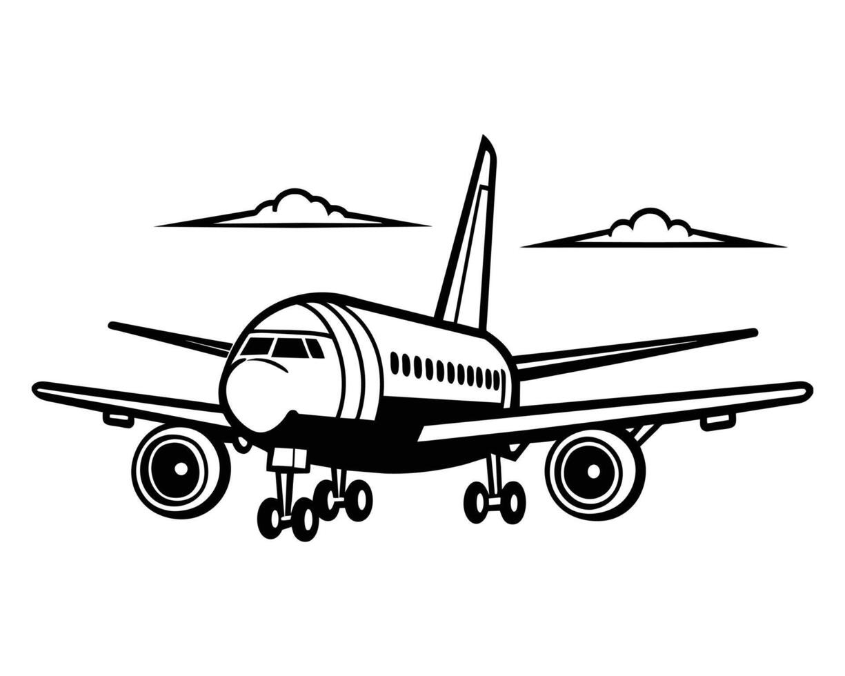 Airplane flying drawing vector