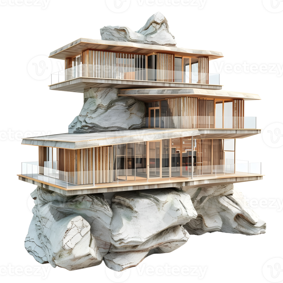 3D Rendering of a Modern Luxury House on Transparent Background png