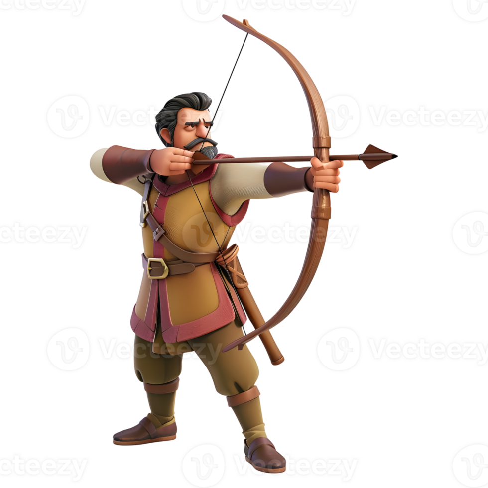 3D Rendering of a Archer Character on Transparent Background 44017016 PNG