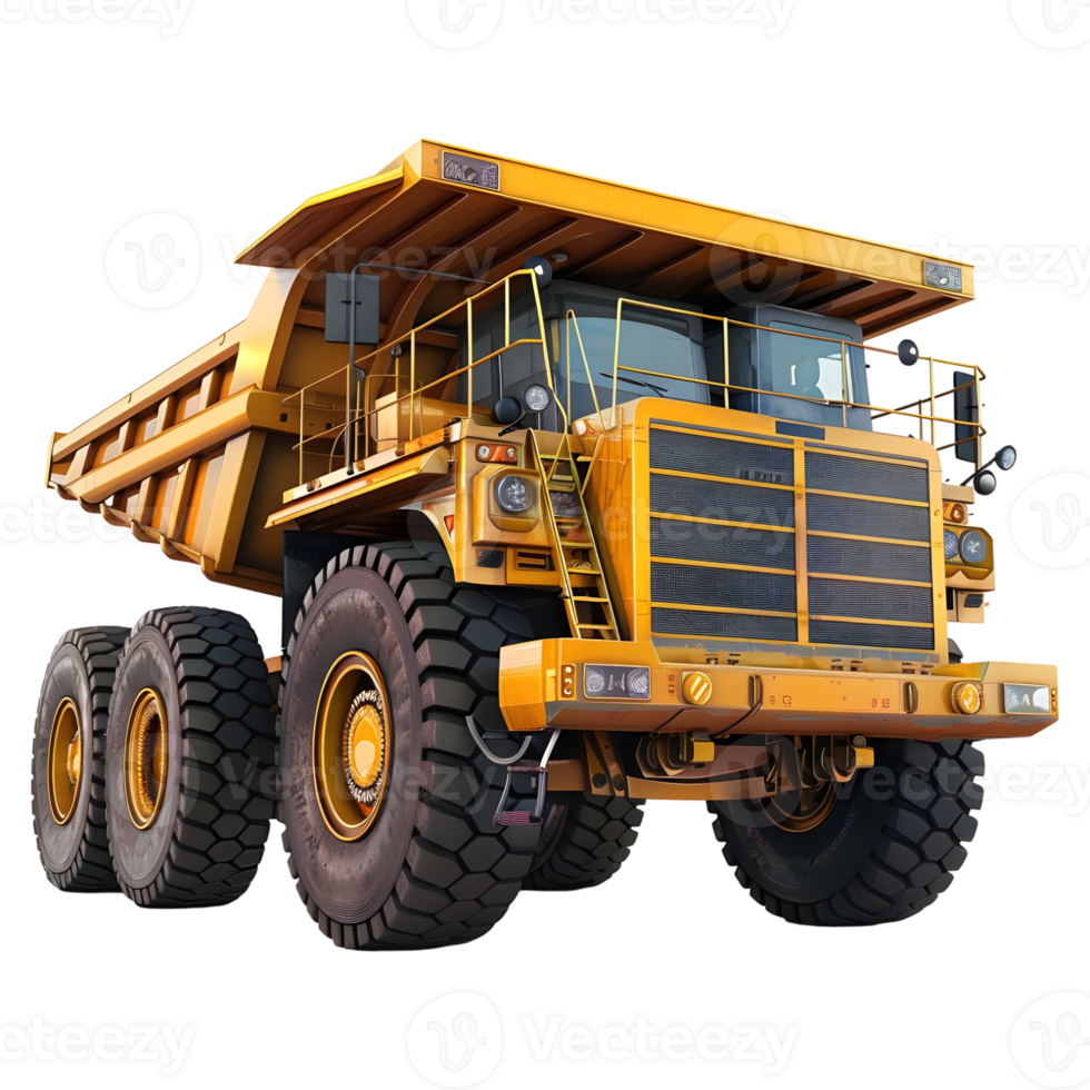 3D Rendering of a Yellow Dumper Truck on Transparent Background png