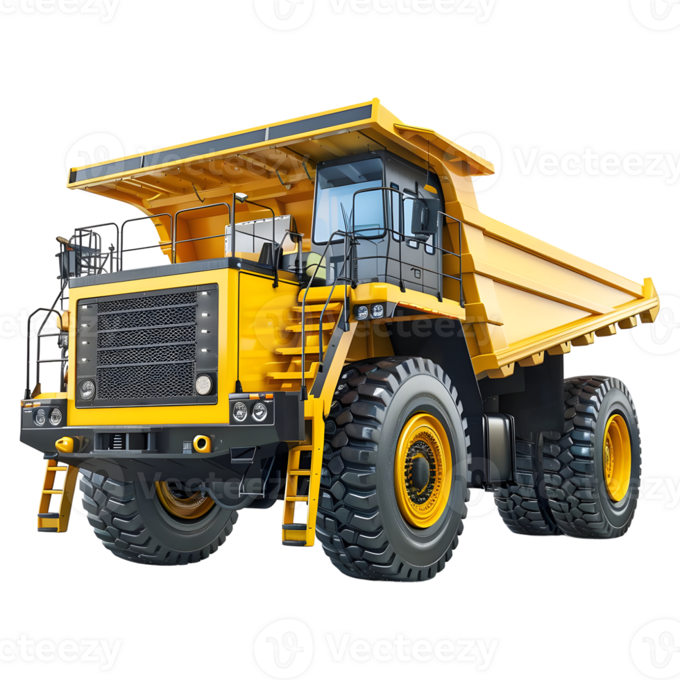 3D Rendering of a Yellow Dumper Truck on Transparent Background png