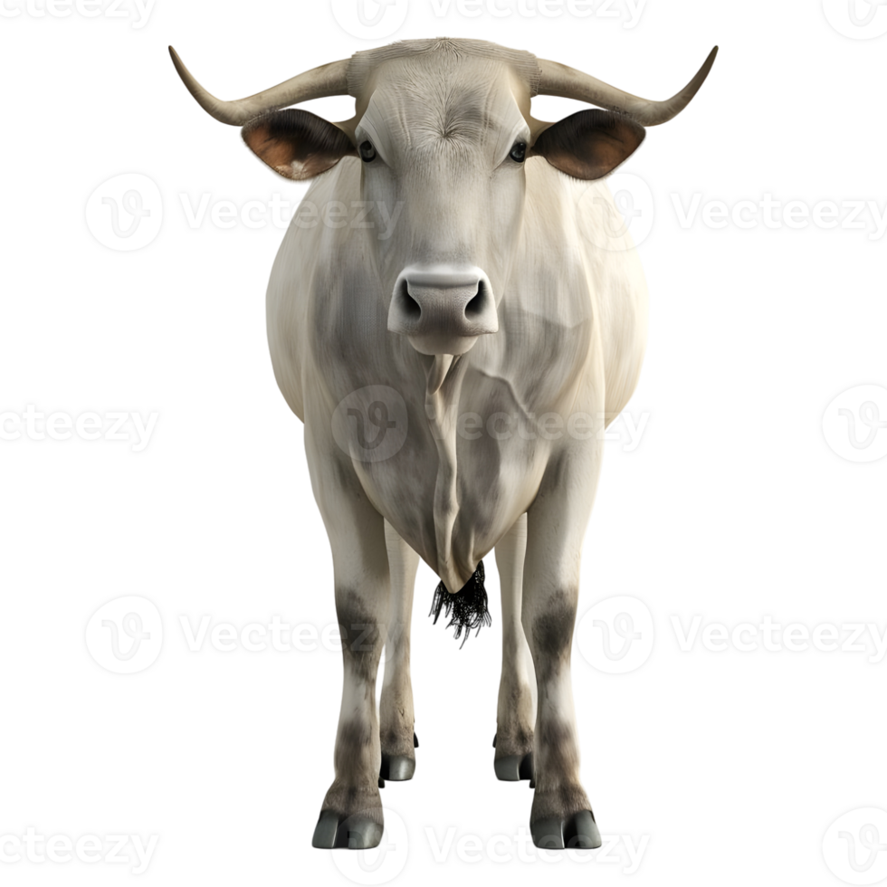 3D Rendering of a Bull Standing on Transparent Background png