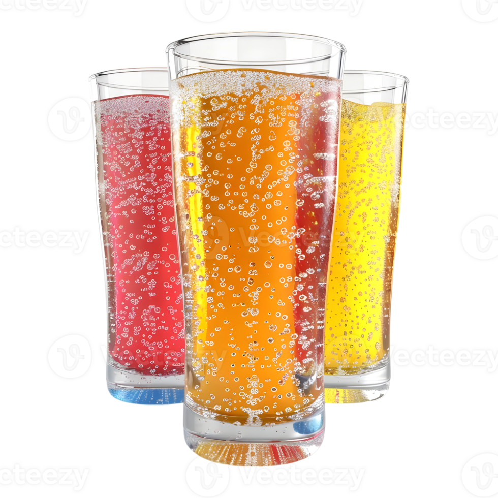 3D Rendering of a Colorful Soft Drink or Juice Glass on Transparent Background png