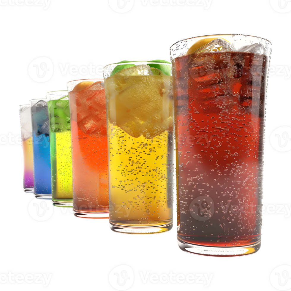 3D Rendering of a Colorful Soft Drink or Juice Glass on Transparent Background png