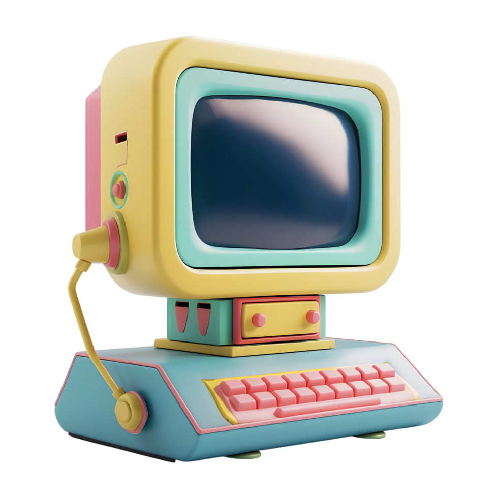 3D Rendering of a Toy Computer for Babies on Transparent Background png