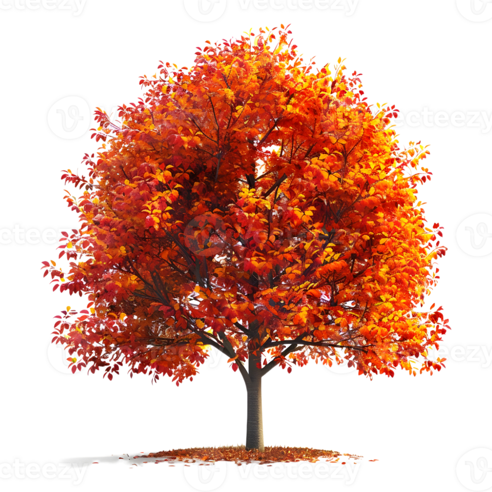 3D Rendering of a Autumn Season Tree on Transparent Background png