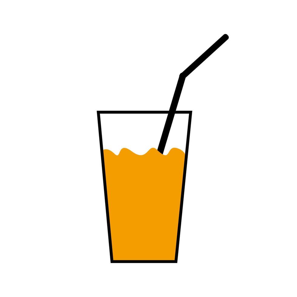 icono de un vaso de naranja jugo con un Paja vector