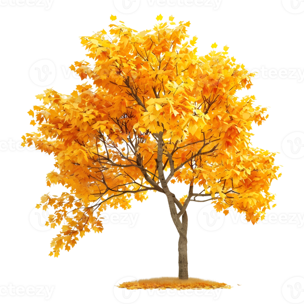 3D Rendering of a Autumn Season Tree on Transparent Background png