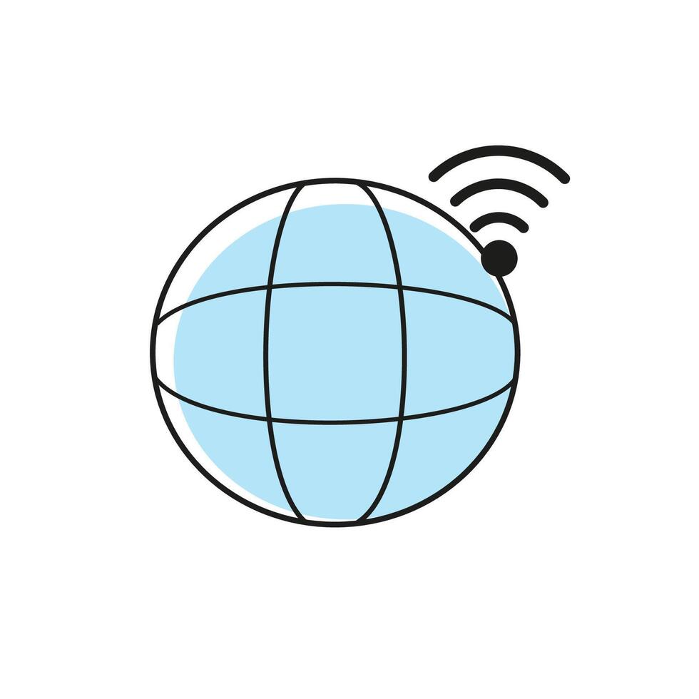 WIFI icon on the planet. WIFI access. Internet network vector