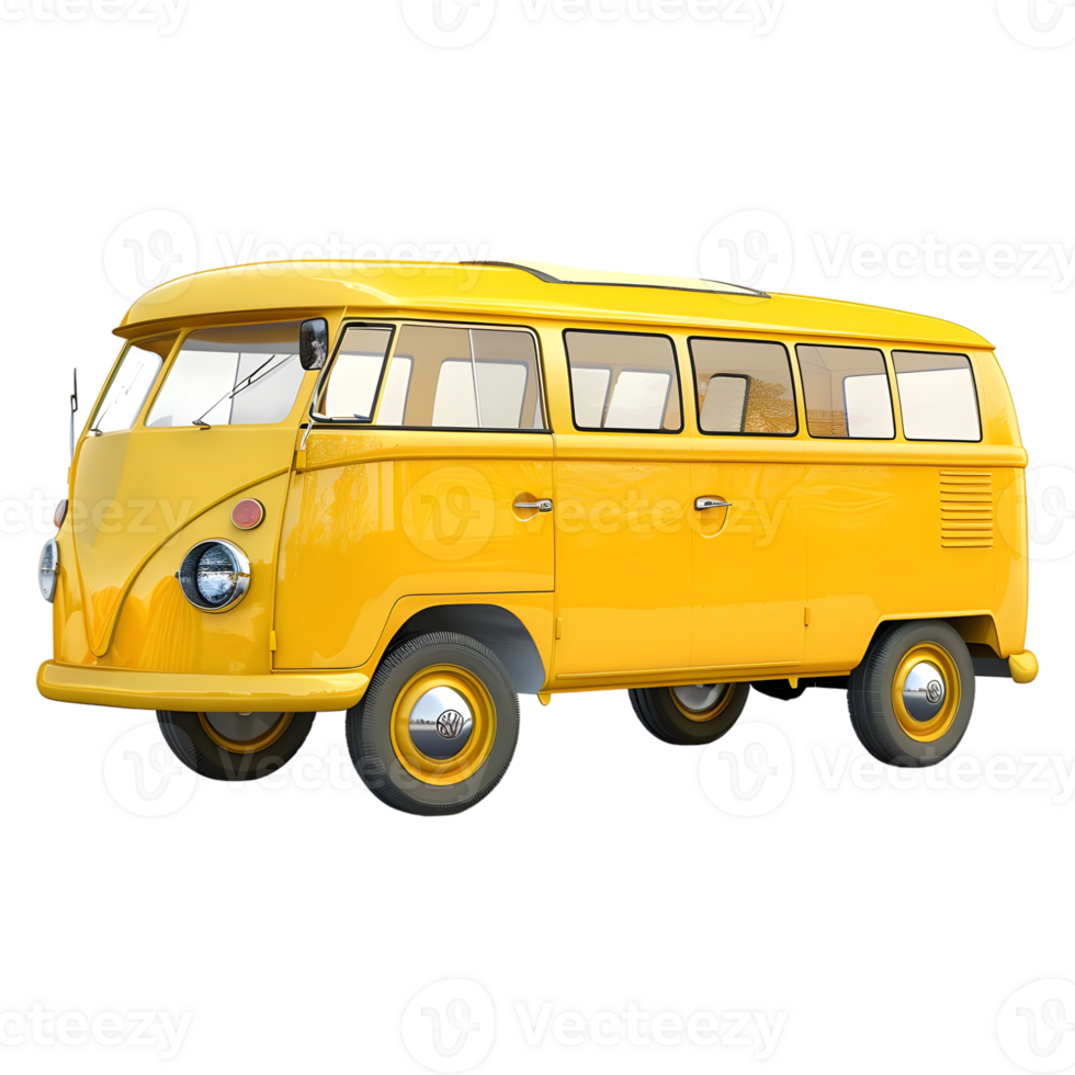 3D Rendering of a Vintage Yellow Van on Transparent Background png