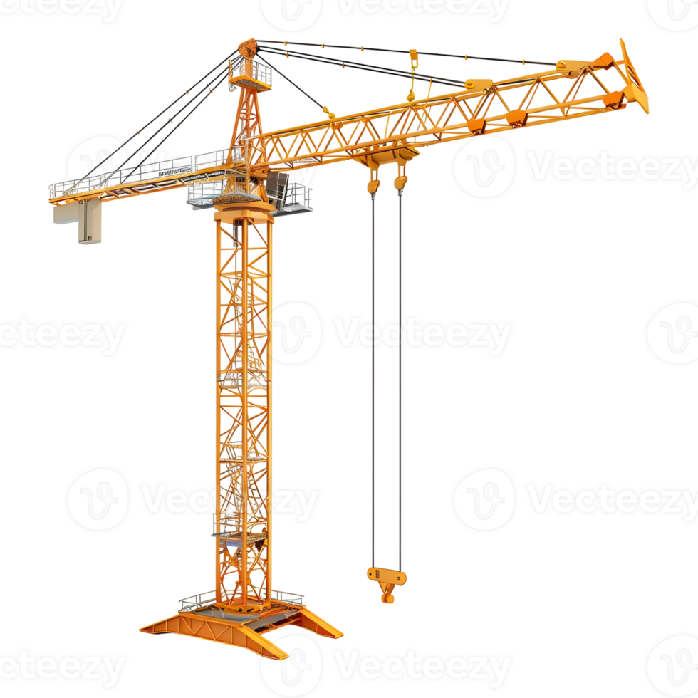 3d representación de un construcción sitio grua en transparente antecedentes png