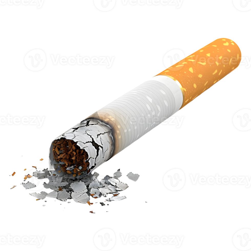 Cigarette with Smoke Ash on Transparent background png
