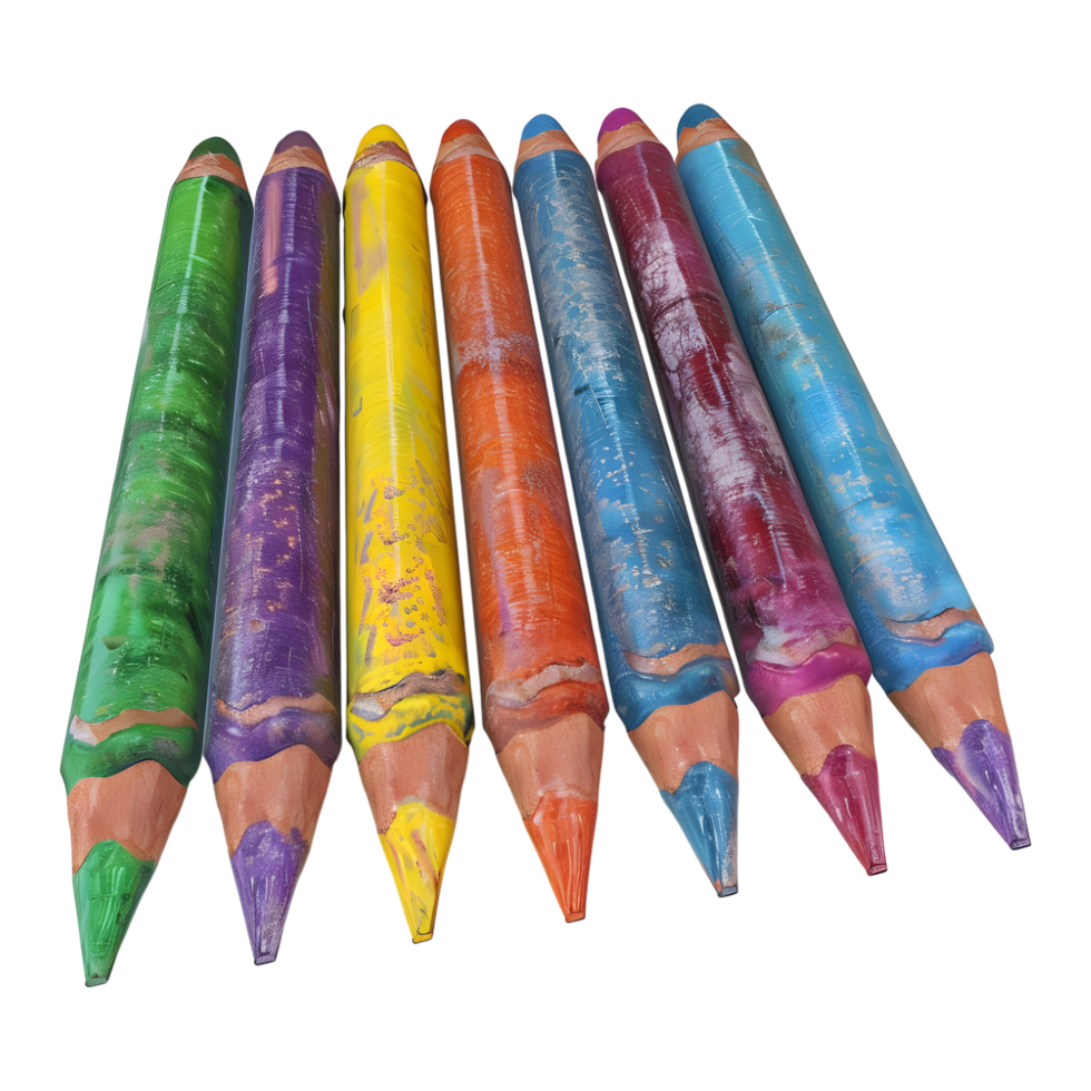 3D Rendering of a Colorful Pencils on Transparent Background png