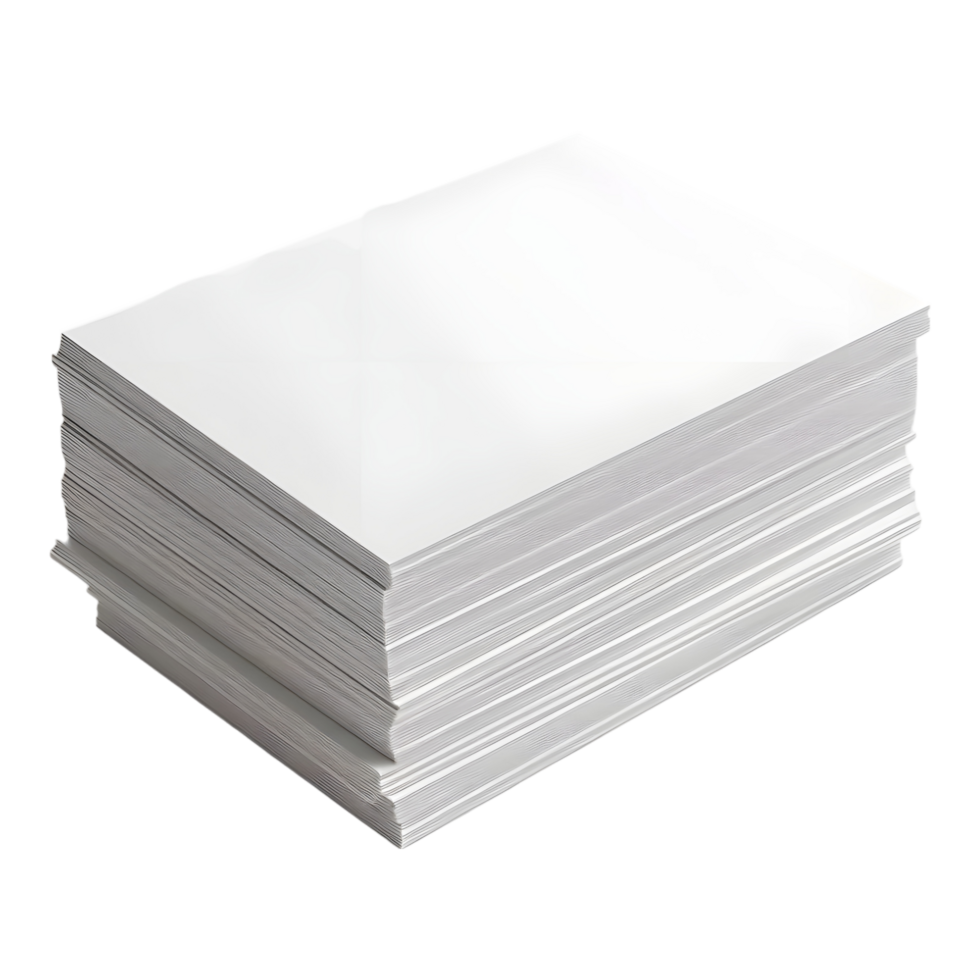 Pile of White papers on Transparent background png