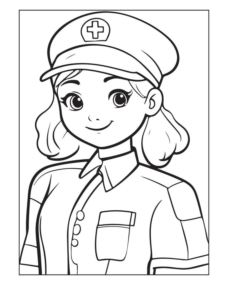 Nurse Coloring Pages, Free Nurse , Nurse illustration, Nurse Black and White vector