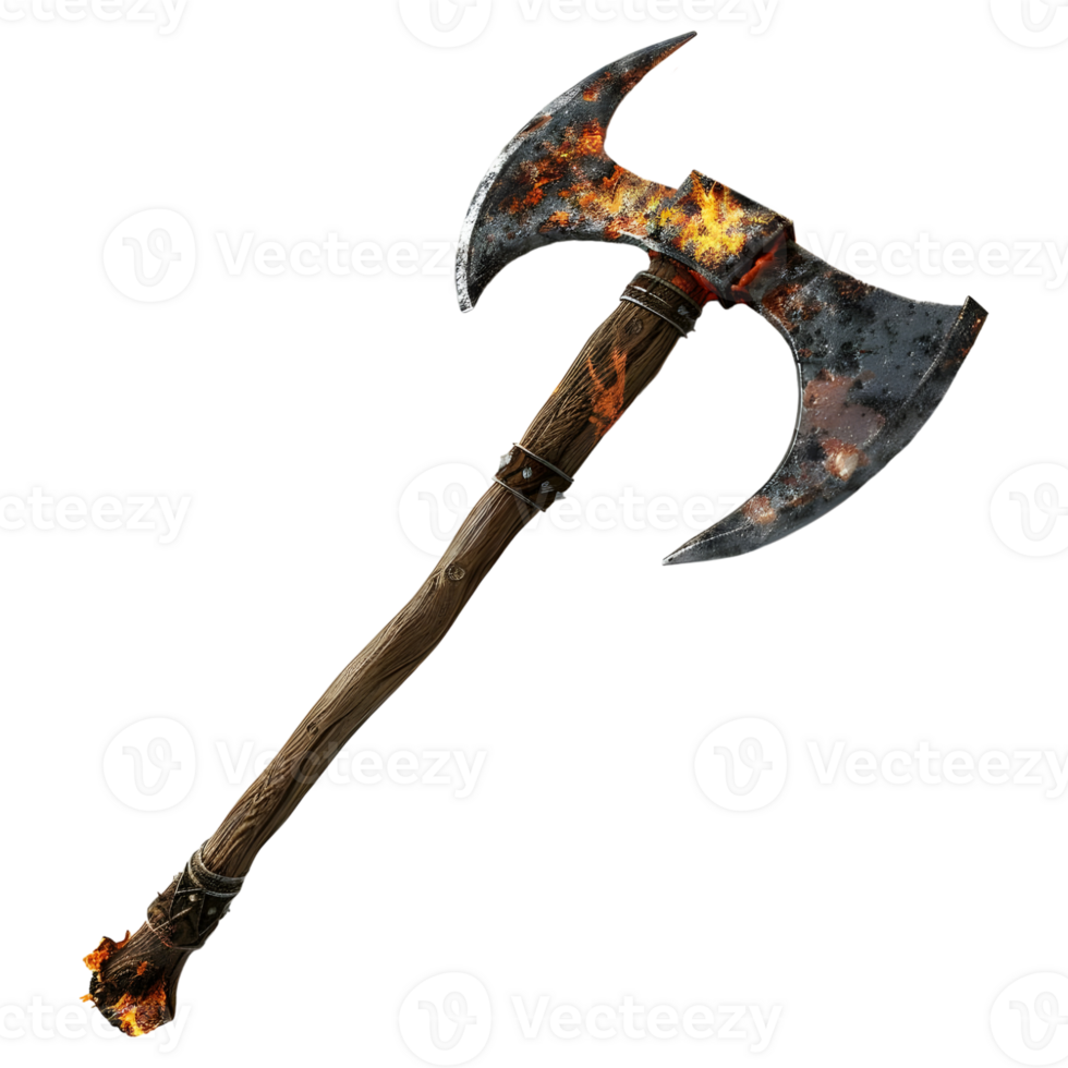 3D Rendering of a Wood Cutting Axe on Transparent Background png