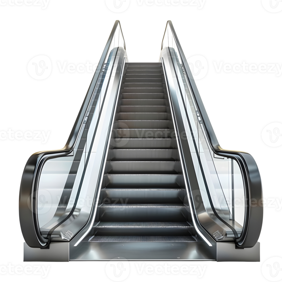 3D Rendering of a Shopping Mall Escalator on Transparent Background png