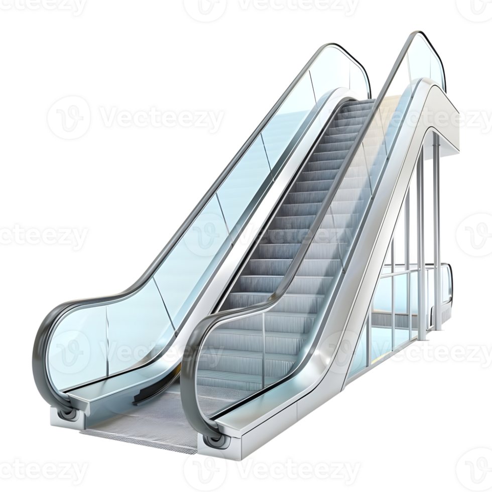 3D Rendering of a Shopping Mall Escalator on Transparent Background png