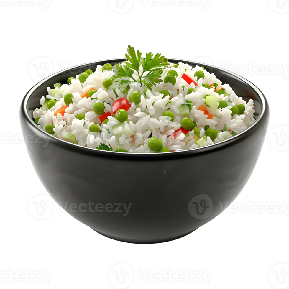3D Rendering of a Basmati Chinese Rice in a Bowl on Transparent Background png