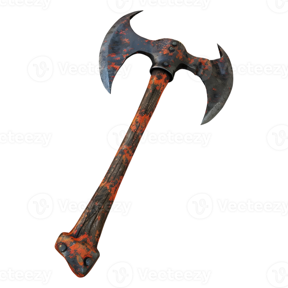 3D Rendering of a Wood Cutting Axe on Transparent Background png