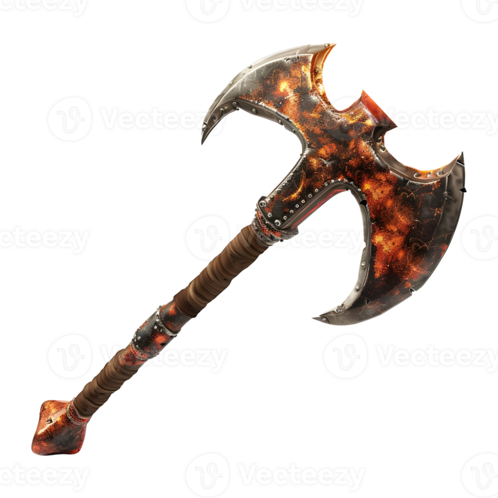 3D Rendering of a Wood Cutting Axe on Transparent Background png