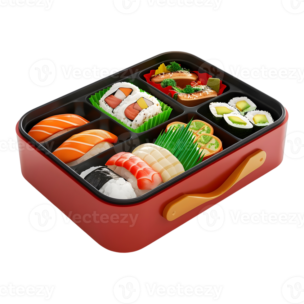 3D Rendering of a Japanese Food in a Plate on Transparent Background png