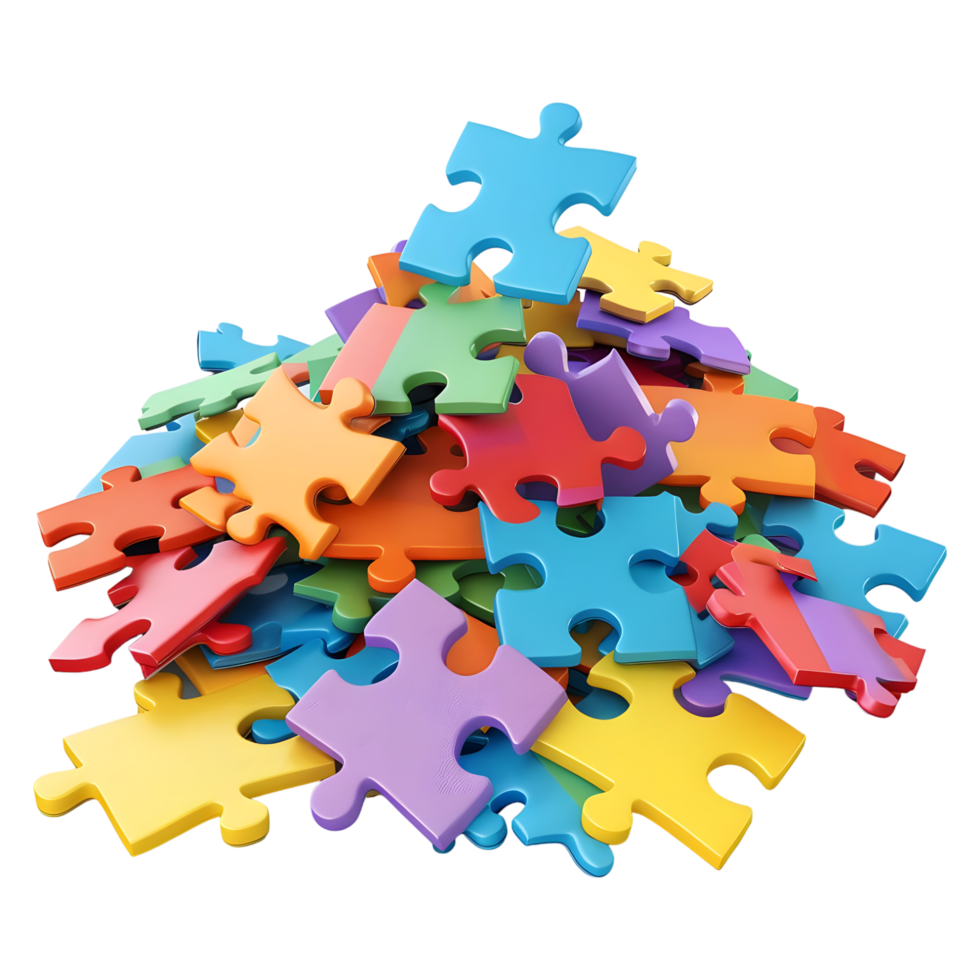 3D Rendering of a Colorful Jigsaw Puzzle on Transparent Background png