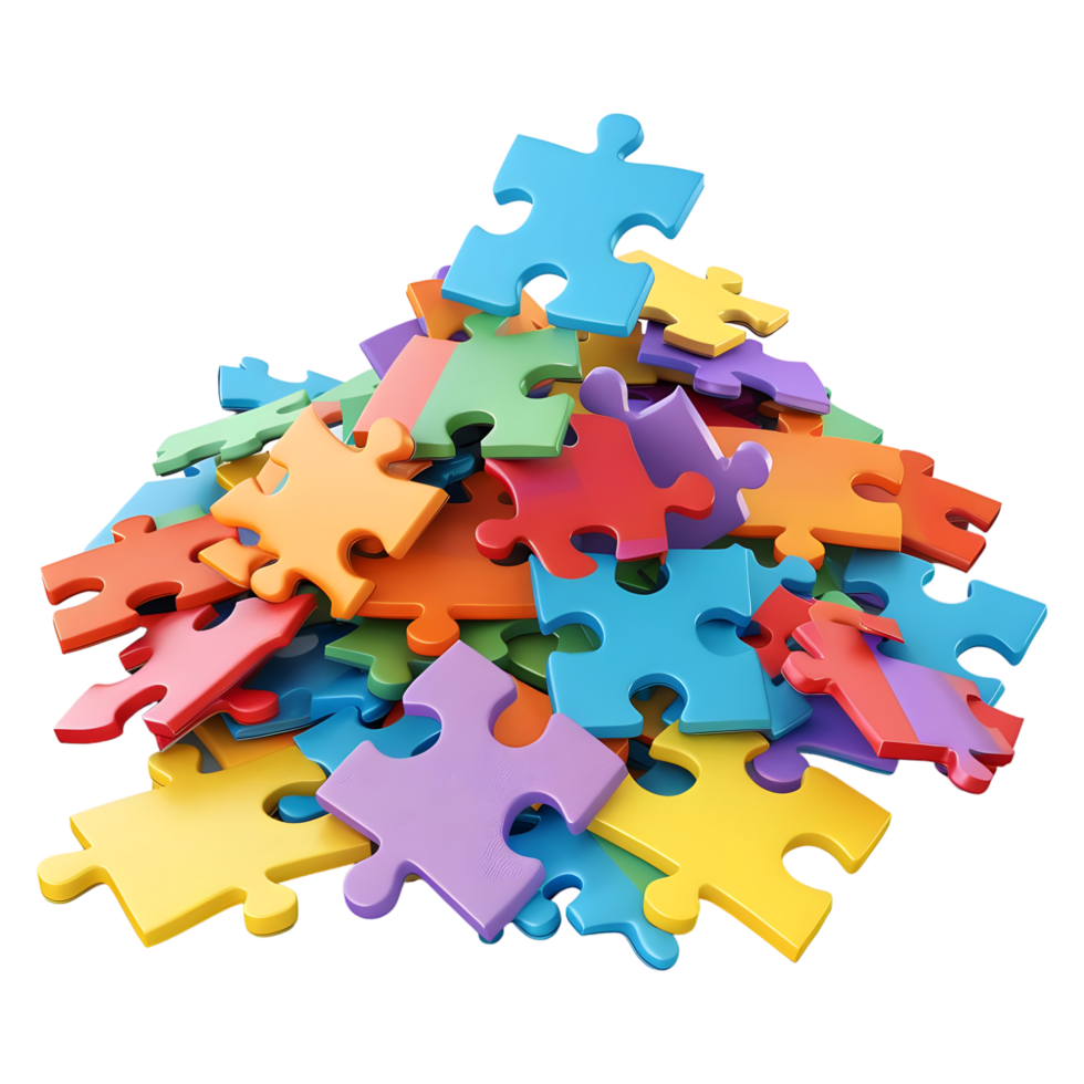 3d Rendern von ein bunt Puzzle Puzzle auf transparent Hintergrund png