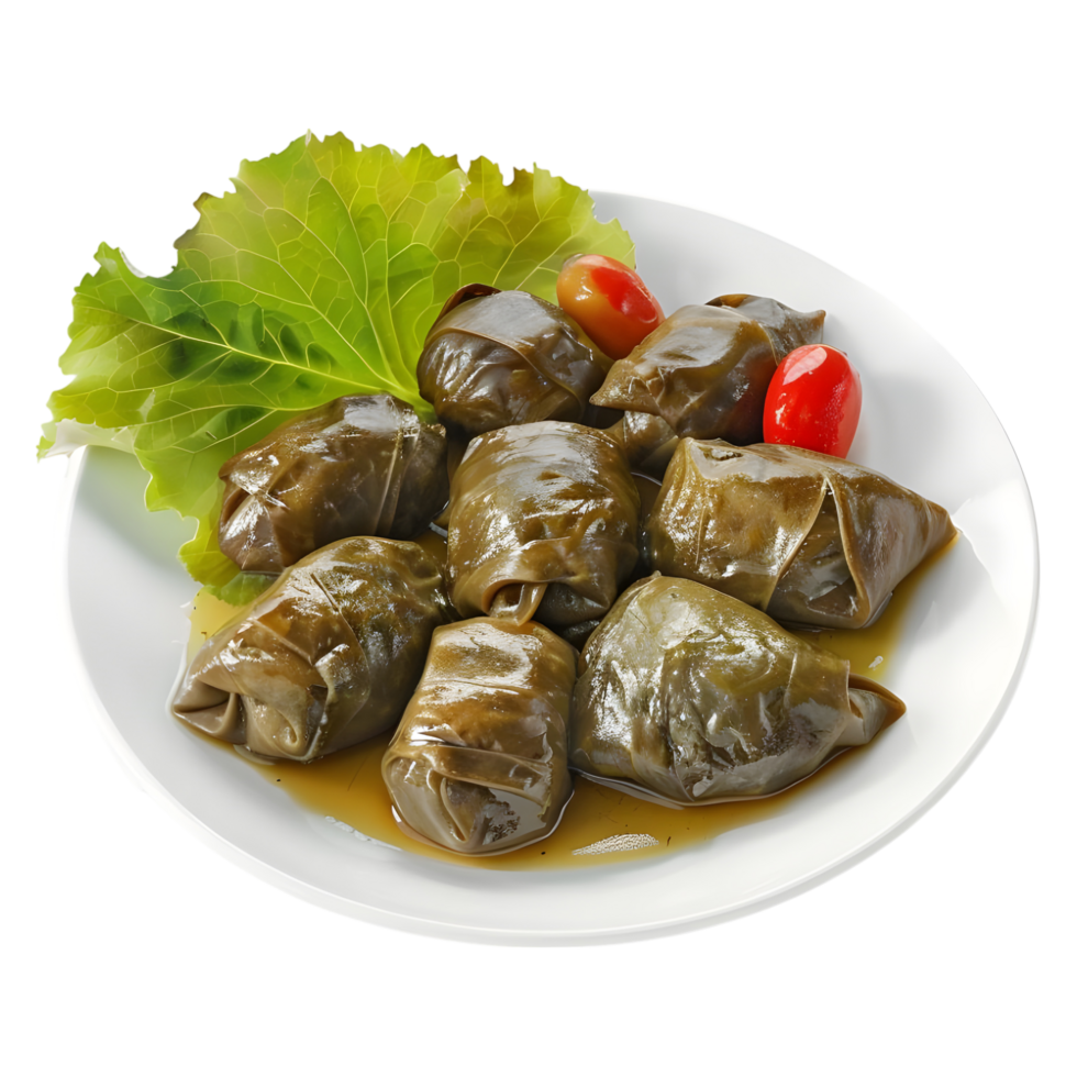 3D Rendering of a Grape Leaves Dolma Stuffed Meat on Transparent Background png