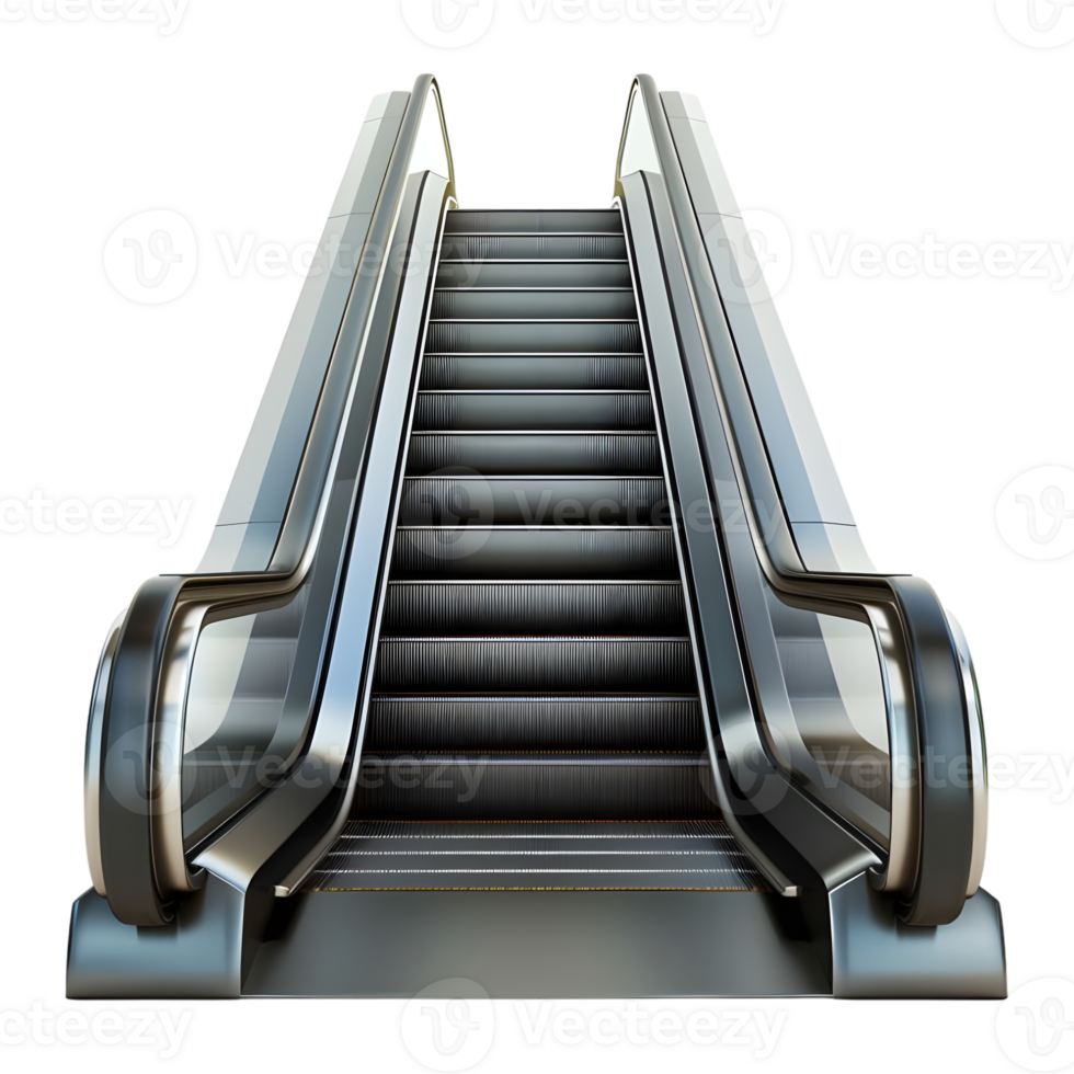 3D Rendering of a Shopping Mall Escalator on Transparent Background png
