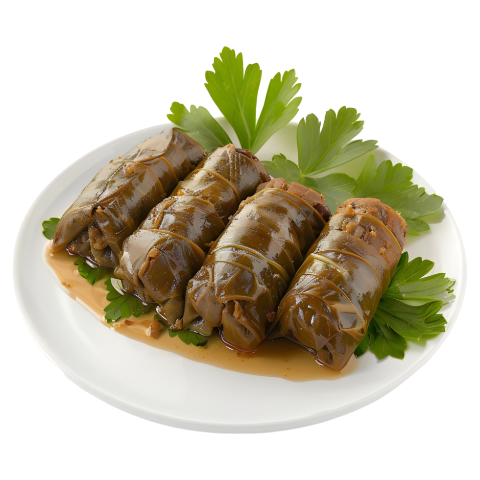 3D Rendering of a Grape Leaves Dolma Stuffed Meat on Transparent Background png