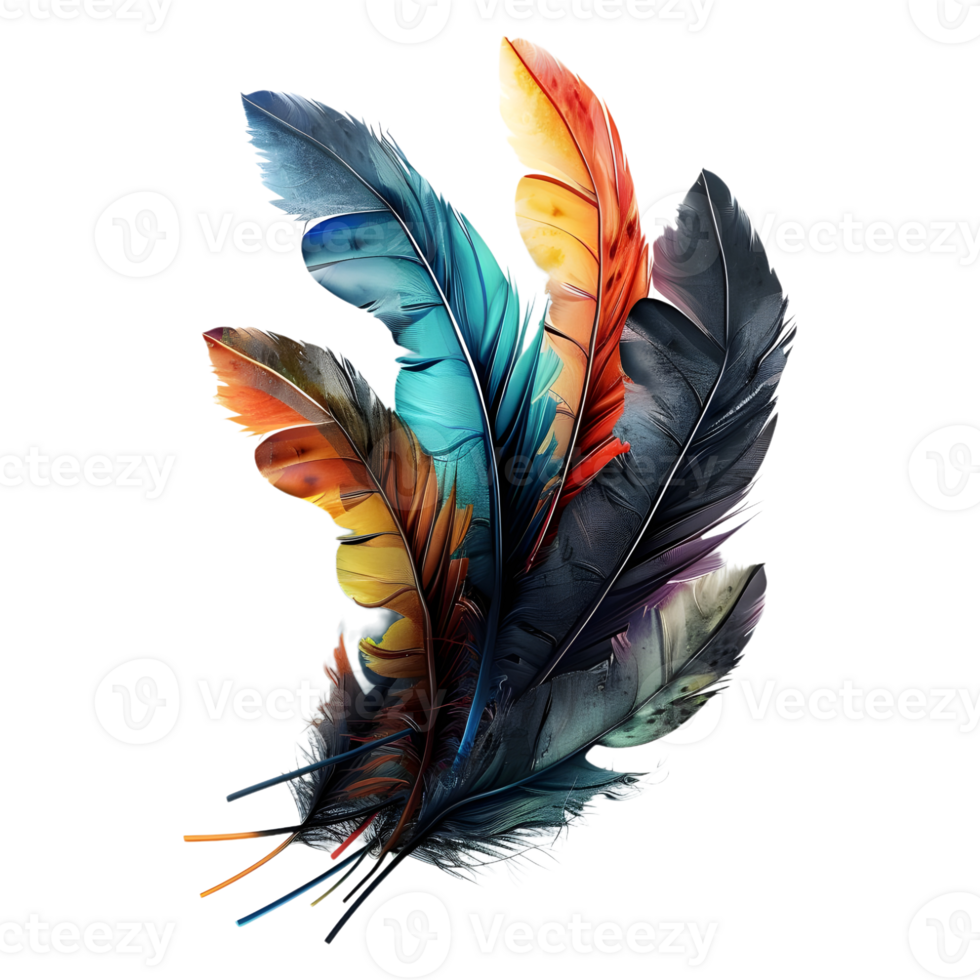 3D Rendering of a Bird Fur Leaf Colorful on Transparent Background png