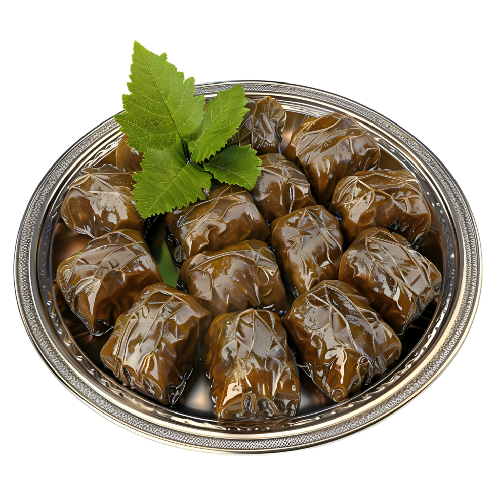 3D Rendering of a Grape Leaves Dolma Stuffed Meat on Transparent Background png